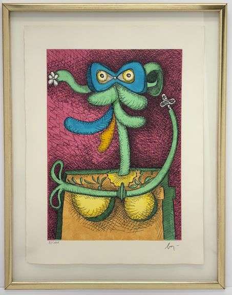 Highly Collectible Enrico Baj Signed Etching from Max Ernst Portfolio