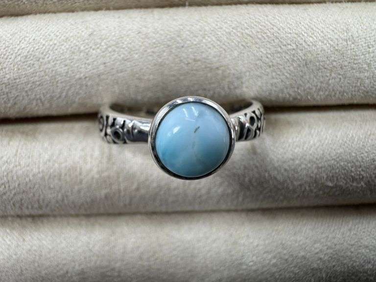 Sterling Silver Larimar Gemstone Ring Size 10