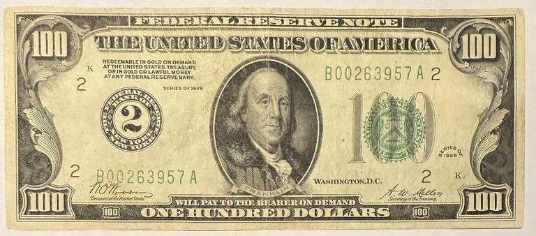 $100  Slider First Series 1928  Gold Redeemable FRN