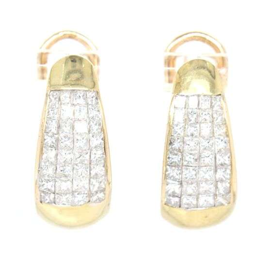 18kt Yellow gold approximate 3ctw diamond J hook earrings