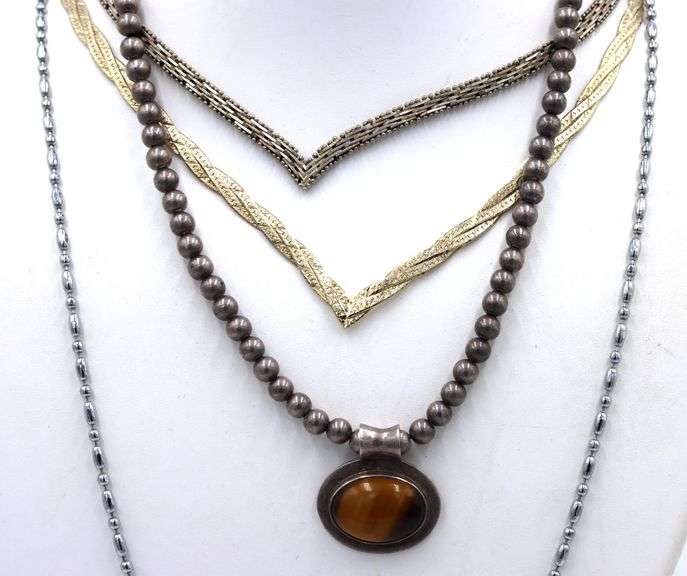 Group lot of 4 Vintage 925 sterling silver necklaces