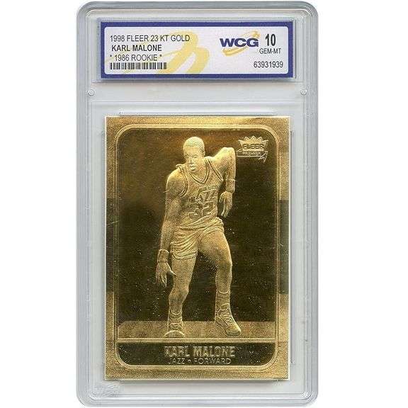 Karl Malone Rookie ’98 Gold Sculptured Card Mint 10