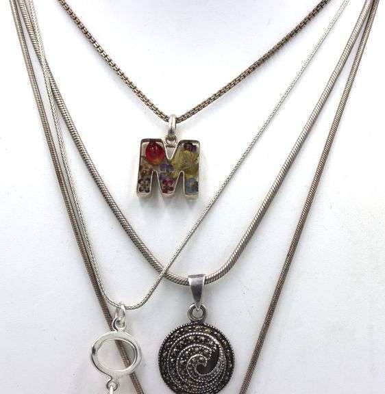 Group lot of 4 vintage 925 sterling silver necklaces