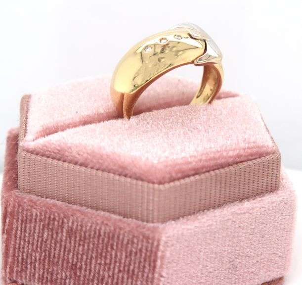 14kt Yellow gold diamond accent buckle ring