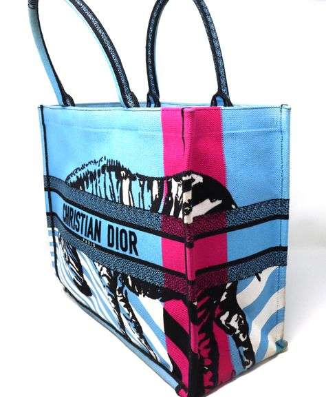 Pre owned Christian Dior medium D jungle pop book tote bag