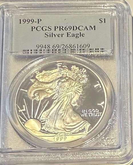 1999 P PCGS Proof 69 Deep Cameo Silver Eagle