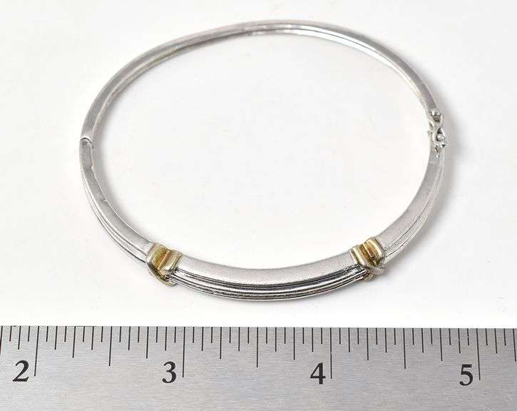 Diamond Hinged Bangle Bracelet in Sterling Silver
