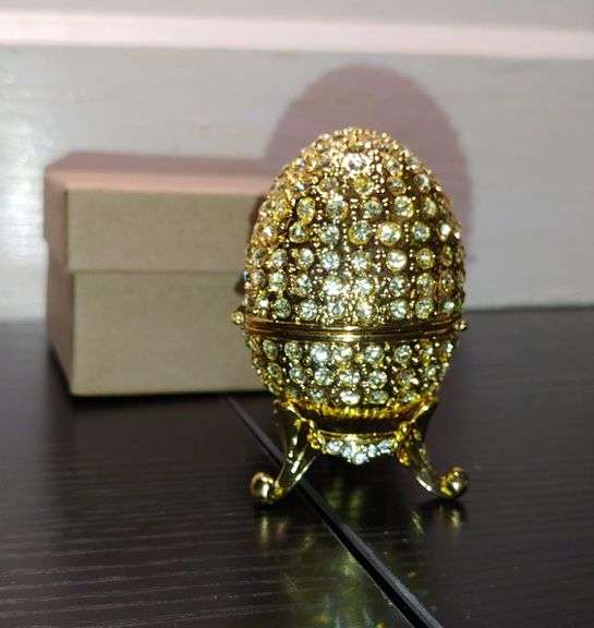 Jewelry Egg with Rhinestones Trinket Box