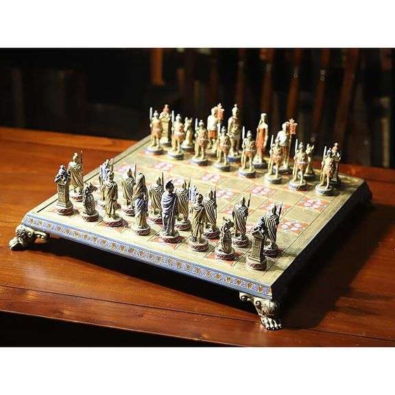 Hand-Painted Roman Legion Warrior Chess Set