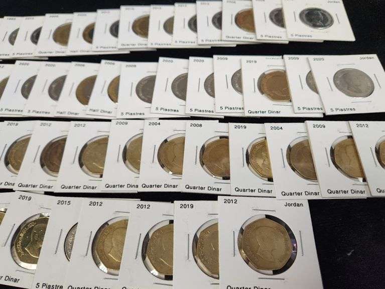 Lot Of 63 Coins From Jordan In Cardboard Holders