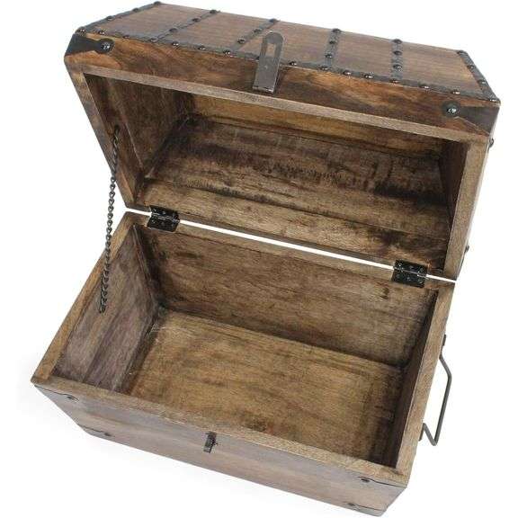 Treasure Chest Solid Wood with Iron Lock & Keys
