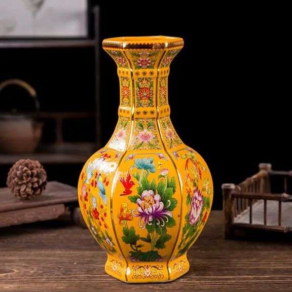 Hand-Painted Enamel Porcelain Vase
