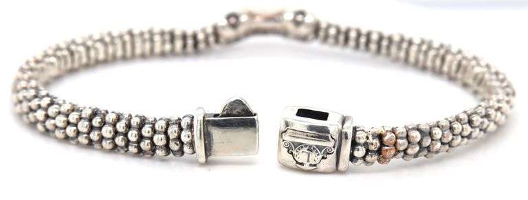 Lagos double diamond X and pearl bracelet in 925 sterling silver