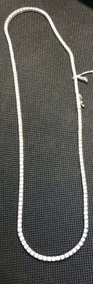 ELEGANT 14K WHITE GOLD LAB GROWN TENNIS NECKLACE