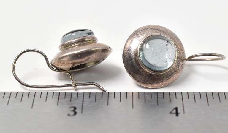 Blue Gemstone Dangle Earrings in Sterling Silver