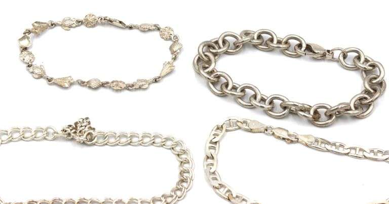 Group lot of 4 vintage 925 sterling silver bracelets
