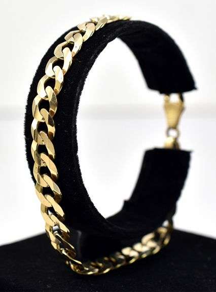Magnificent Men's Curb Link Bracelet in 14K Yellow Gold