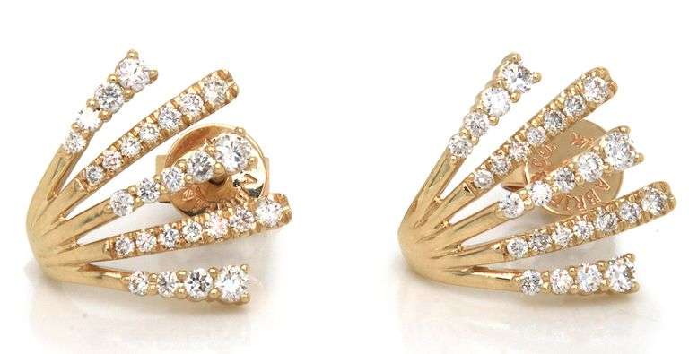 New Gabriel & Co. 0.52ctw Diamond Fan Stud Earrings in 14K