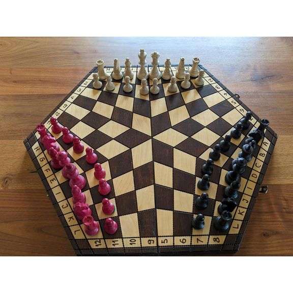 Three-Player Wooden Chess Set