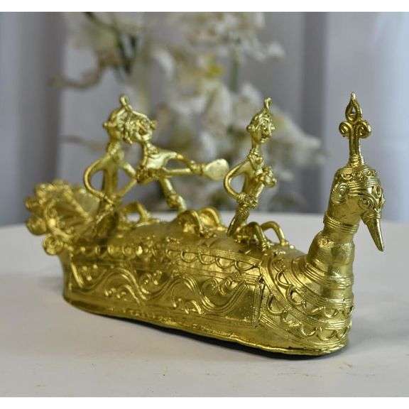 Handcrafted Brass Dhokra Art Ancient Boat Figurine