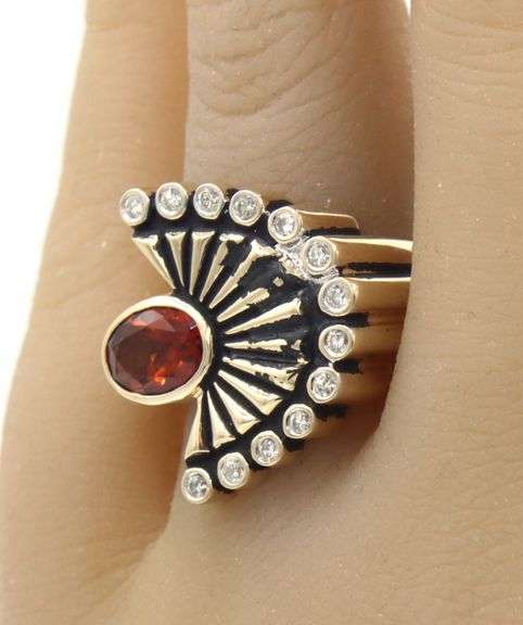 14kt Yellow gold 1.20ctw Citrine and diamond ring