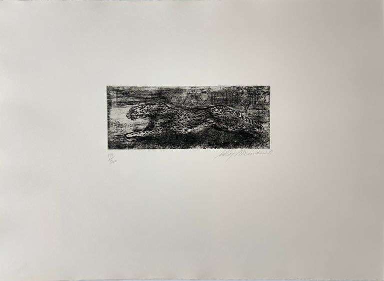 Highly Collectible LeRoy Neiman Signed Cheetah Etching 1980