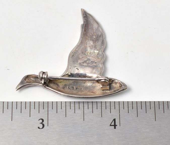 Marcasite Gemstone Goose Brooch in Sterling Silver