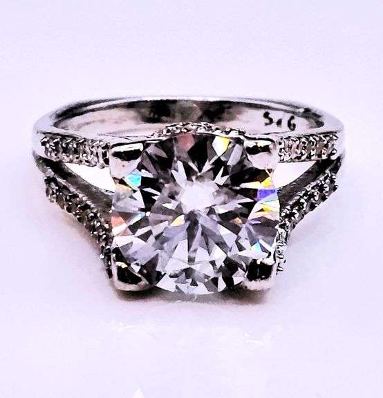 Sparkling 5.5 Ct 14 Kt White Gold Plated Engagement Ring