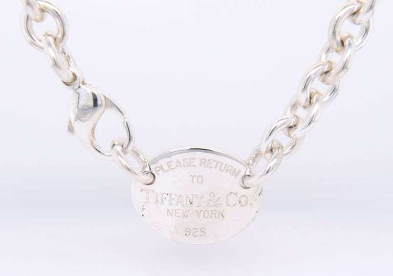 Tiffany & Co Oval Tag Necklace in Sterling Silver