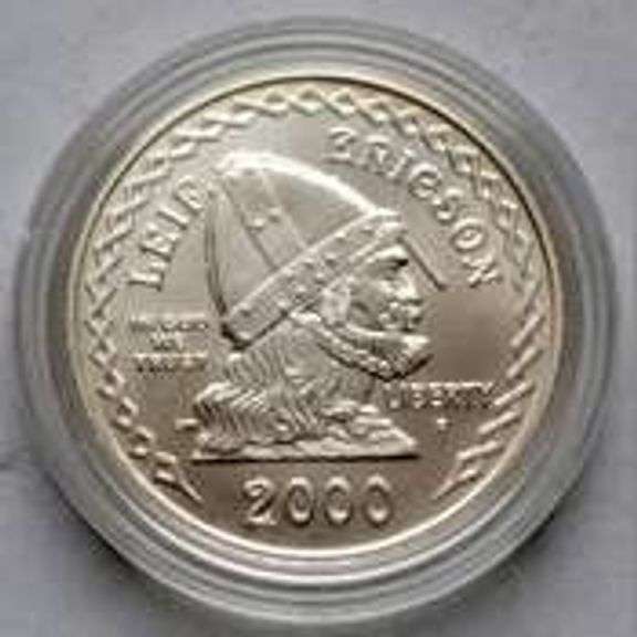 2000 Leif Erickson Unc Comm Silver Dollar