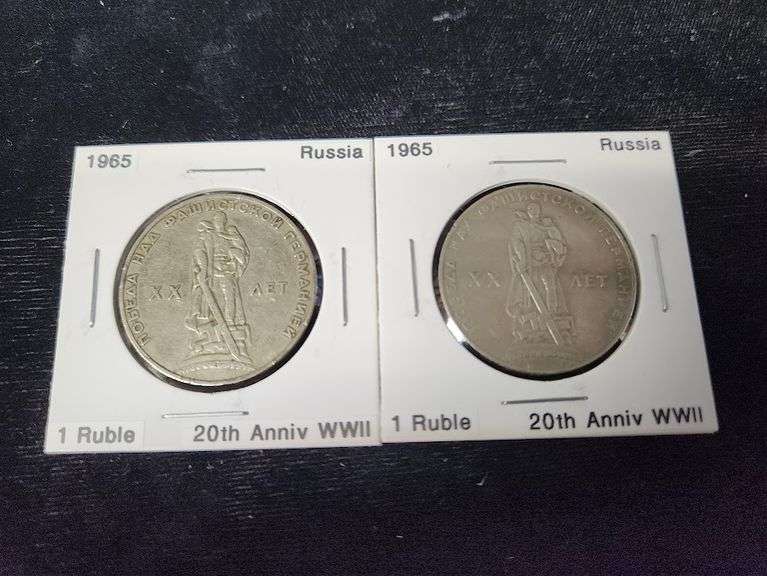 Lot of 50 Russian Coin In Cardboard Holders