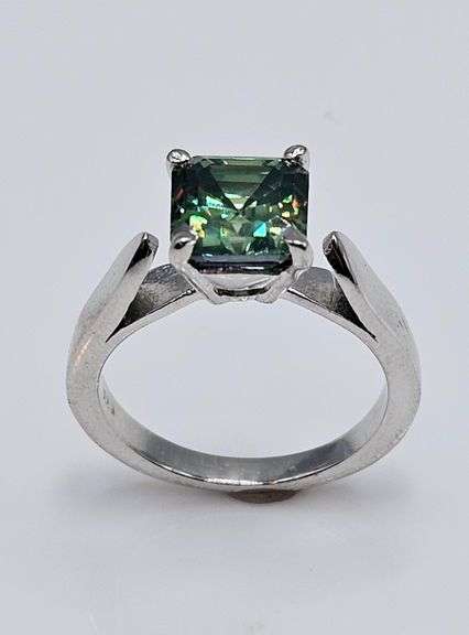 3.35 Ct Rare Russian Color Change Lab Created Alexandrite Asscher Cut Ring