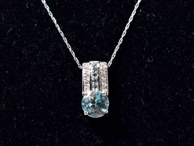 Lovely Blue Topaz Pendant Necklace in 10K Yellow Gold