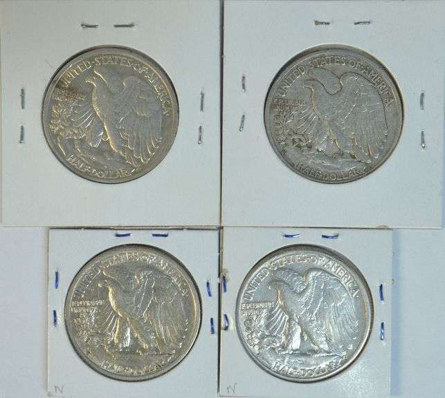 Upper end 1939-S, 1942-S, 1944-S, & 1945-D Walking Liberty Half Dollars