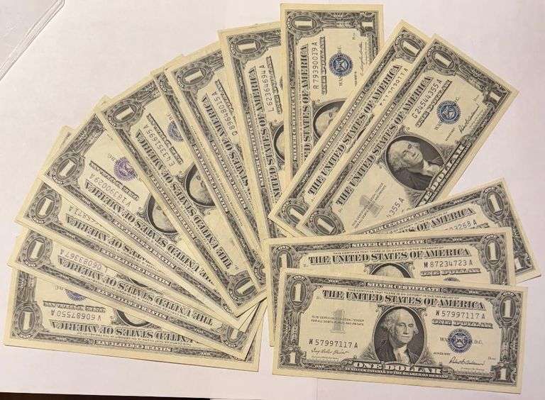 20 Various 1957 Series$1 Silver Certificates