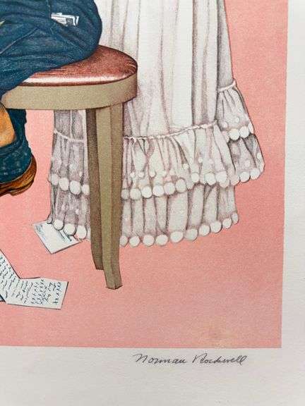 Rare Norman Rockwell Pink Lithograph Signed 1976