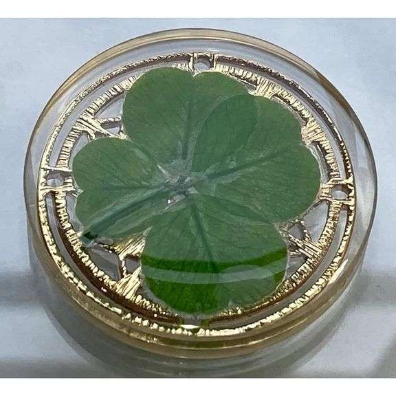 Real Four-Leaf Clover Good Luck Token