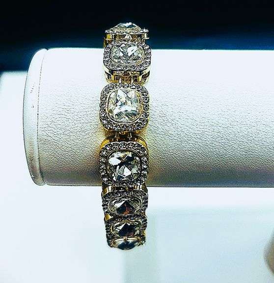 Sparkling 14 Kt Yellow Gold Plated 40 Ctw Simulated Diamond Bracelet