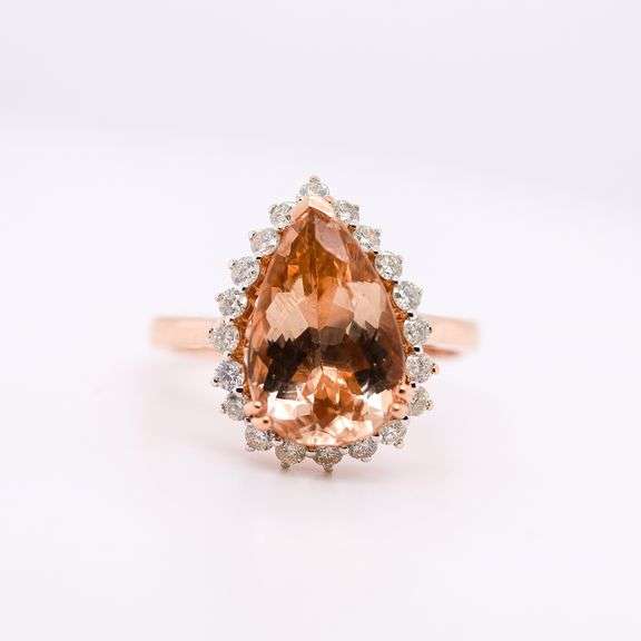 Impressive 4.34ct. Morganite & Diamond Ring in 14K rose gold
