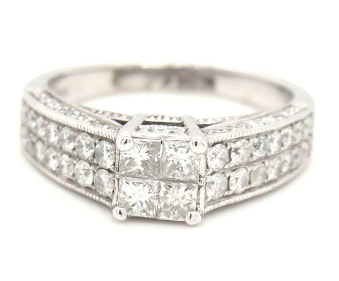 14kt White gold 1ctw Invisible set diamond ring
