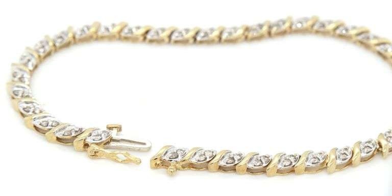 10kt Yellow gold diamond tennis bracelet