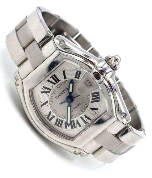Cartier Roadster Silver Roman Numerals Dial Watch