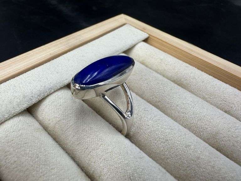 Sterling Silver Lapis Lazuli Gemstone Ring Size 10