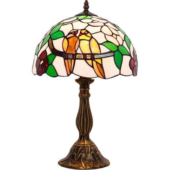 Tropical Birds Stained Glass Table Lamp