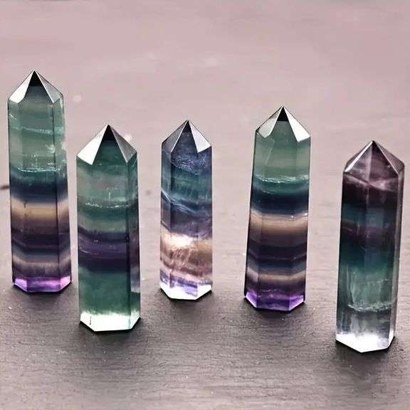 Lot of 4 Polished Natural Fluorite Crystal Towers