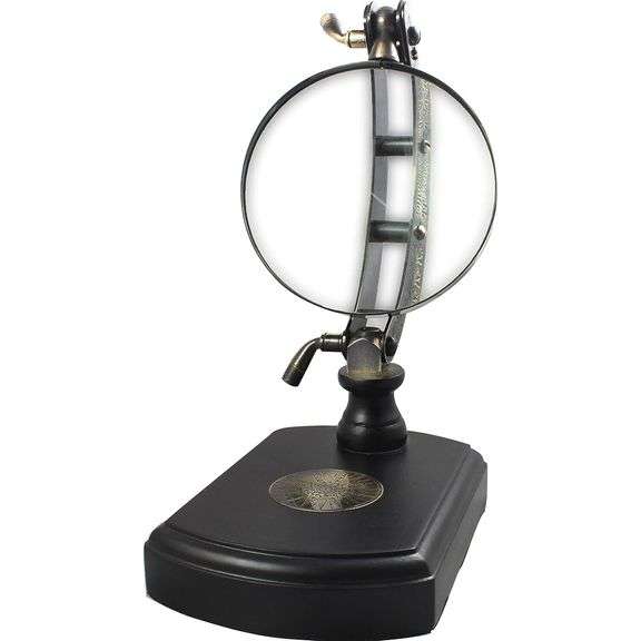 Brass Map Reader Magnifying Glass with Wooden Stand