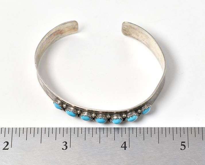 Turquoise Gemstone Cuff Bracelet in Sterling Silver