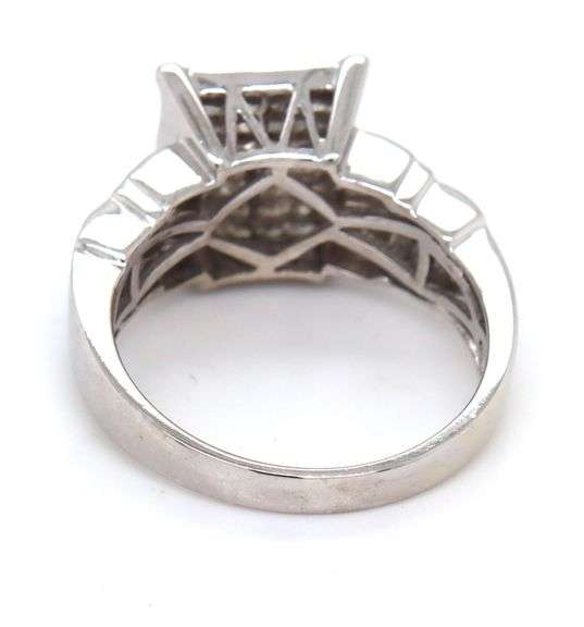 14kt White gold 2.50ctw Invisible set diamond square ring