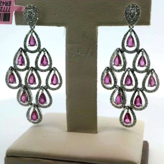 Ruby and Diamond Chandelier Earrings