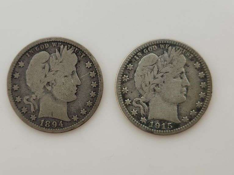 1894 & 1915 D Barber Quarters, Circulated